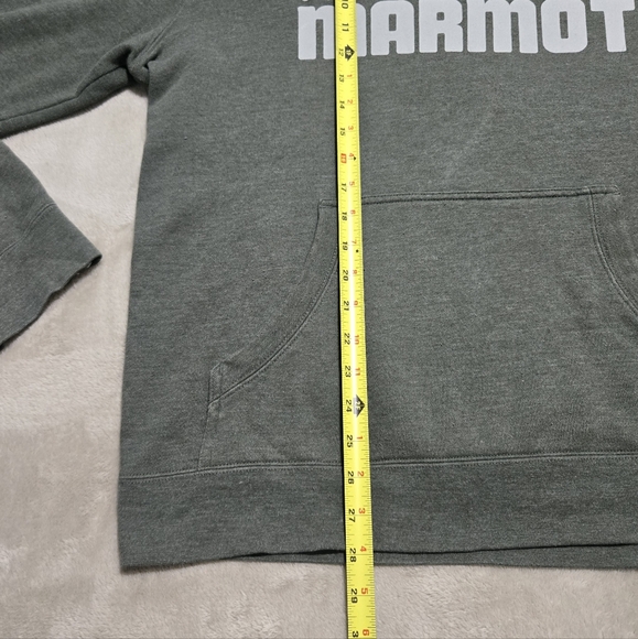 Marmot Hoodie Mens Sz L Heather Green Hooded Sweatshirt Outdoor Hiking Camping - Picture 6 of 7